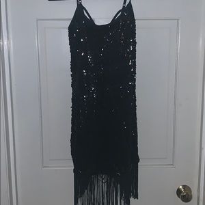 black sequin bodycon flapper dress